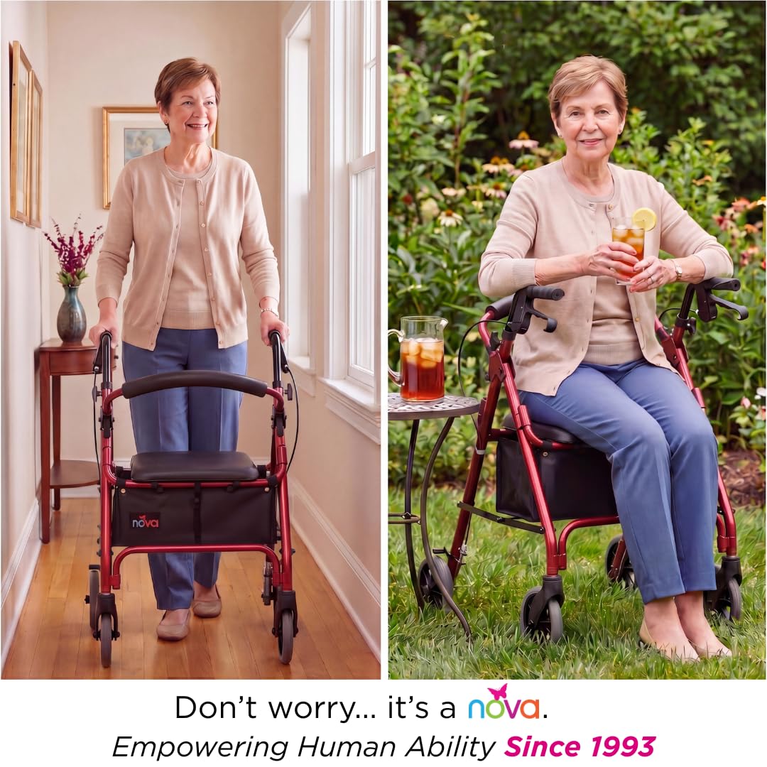 Lightweight Folding Narrow Rollator Walker with Seat X371
