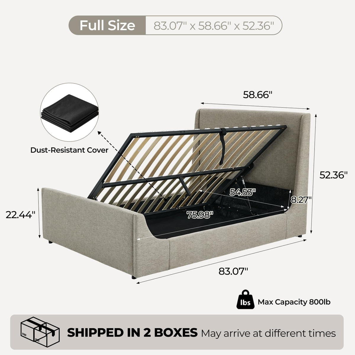 Full Size Lift Up Storage Bed Frame G81088