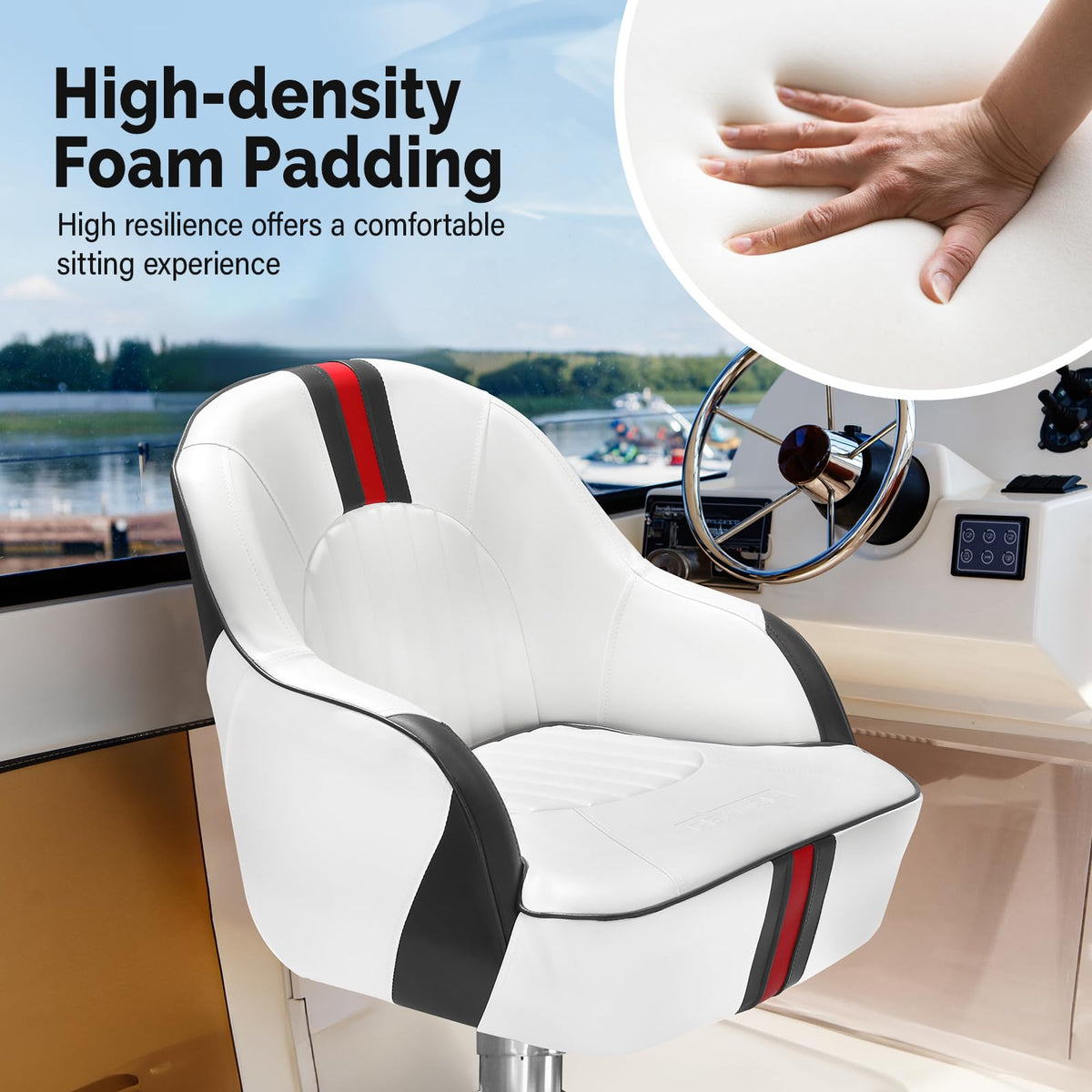 Pontoon Boat Captain Bucket Seat with Cover U447