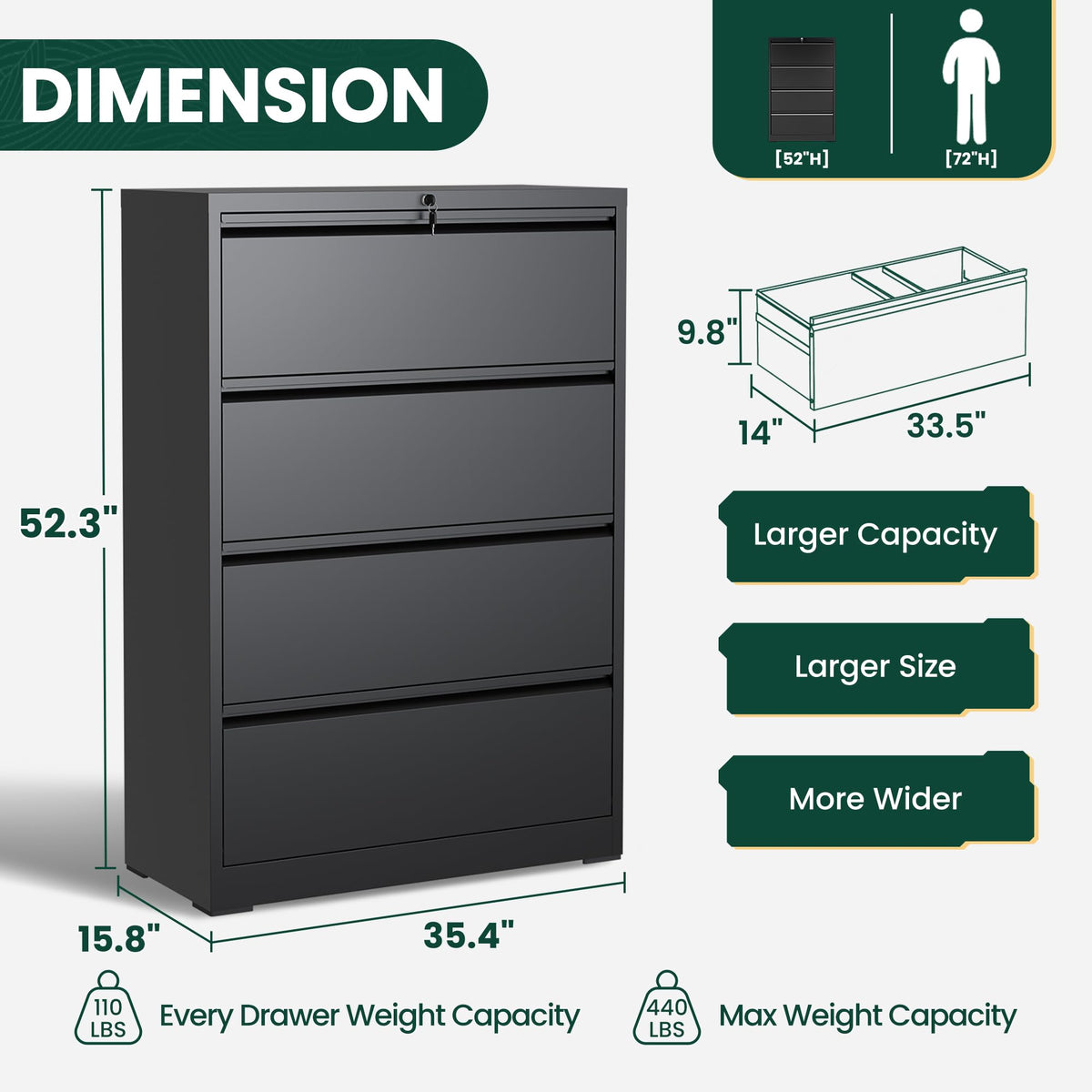 4 Drawer Black Metal File Cabinet Q168775