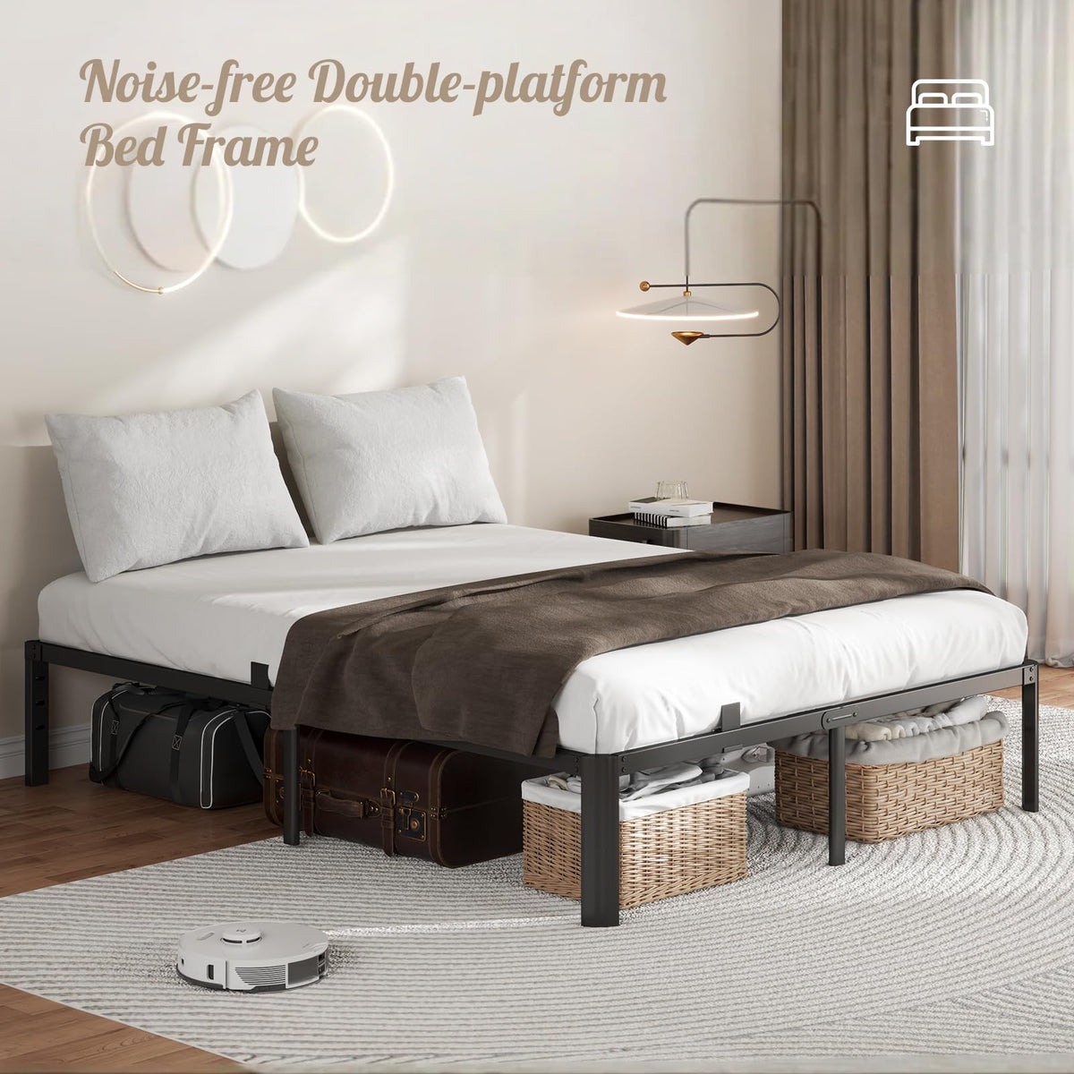 King Size 18 Inch Heavy Duty Platform Bed Frame H446358