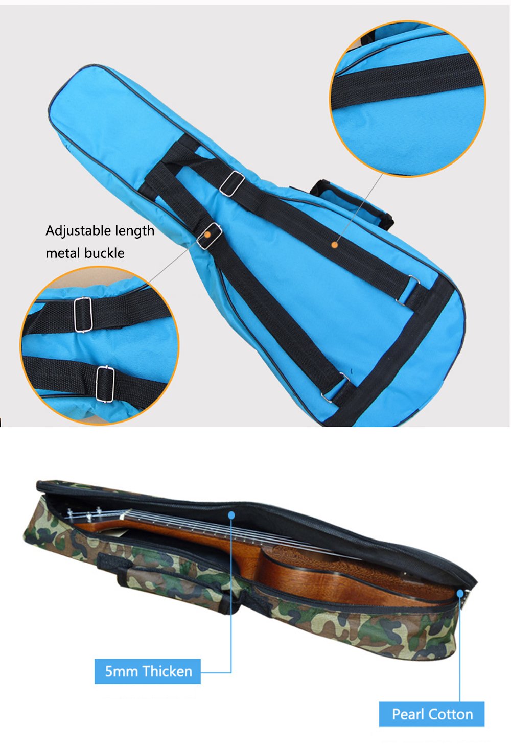 Waterproof Colorful Ukulele Case Bag with Storage 21in A497