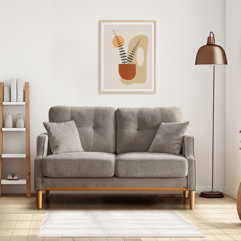 Light Grey Fabric Upholstered 2-Seat Loveseat Sofa with USB Port Z366888