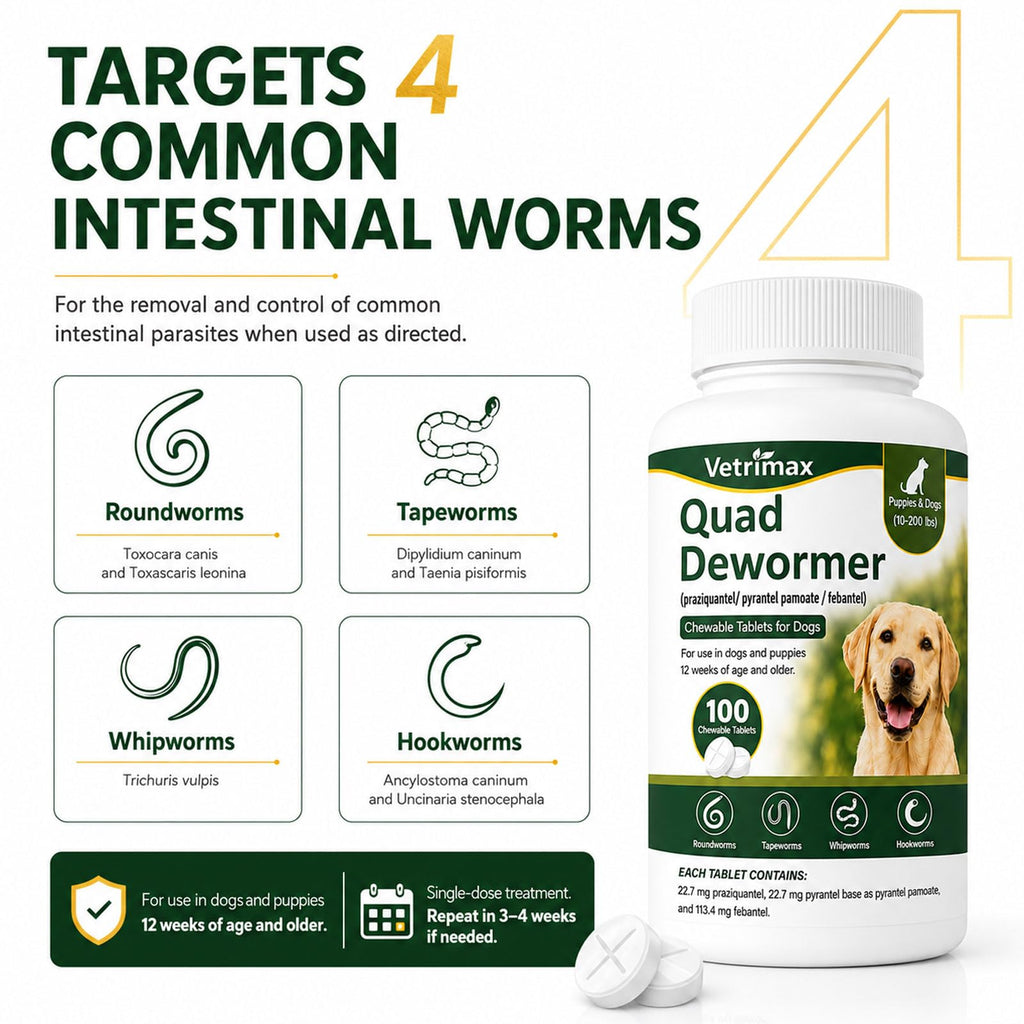 Dewormer for Dogs, 4-Way Wormer, 100 Count P70759