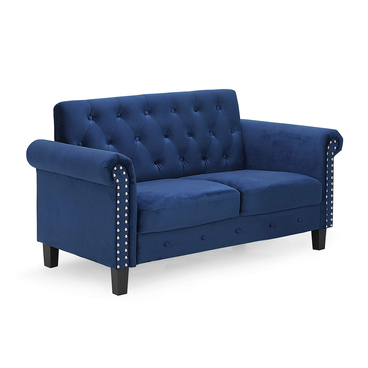 Navy Velvet 2-Seater Loveseat Sofa V527096