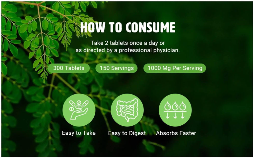 Moringa Tablets with Turmeric and Ginger, 300 Pills, 1000 Mg I2203