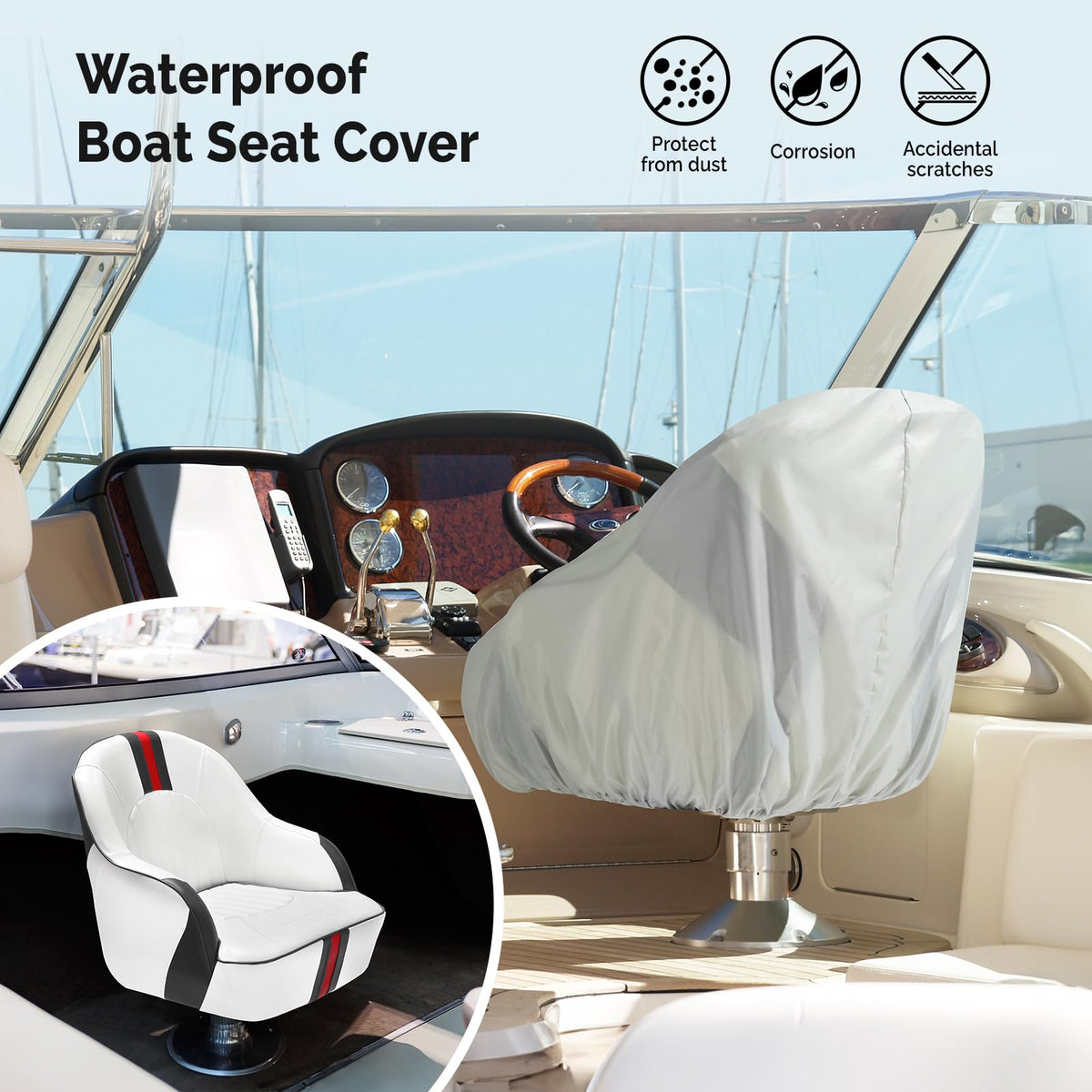 Pontoon Boat Captain Bucket Seat with Cover U447