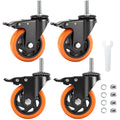 4 Inch Threaded Stem Caster Wheels Set of 4 with Brake Q2020