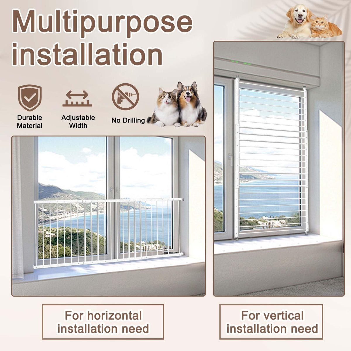 Adjustable White 4 Panel Window Guards U5443