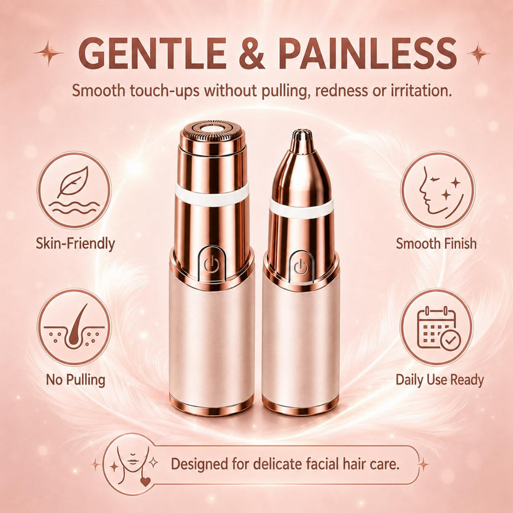 2-in-1 Facial Hair Remover & Eyebrow Trimmer with LED Light C608503
