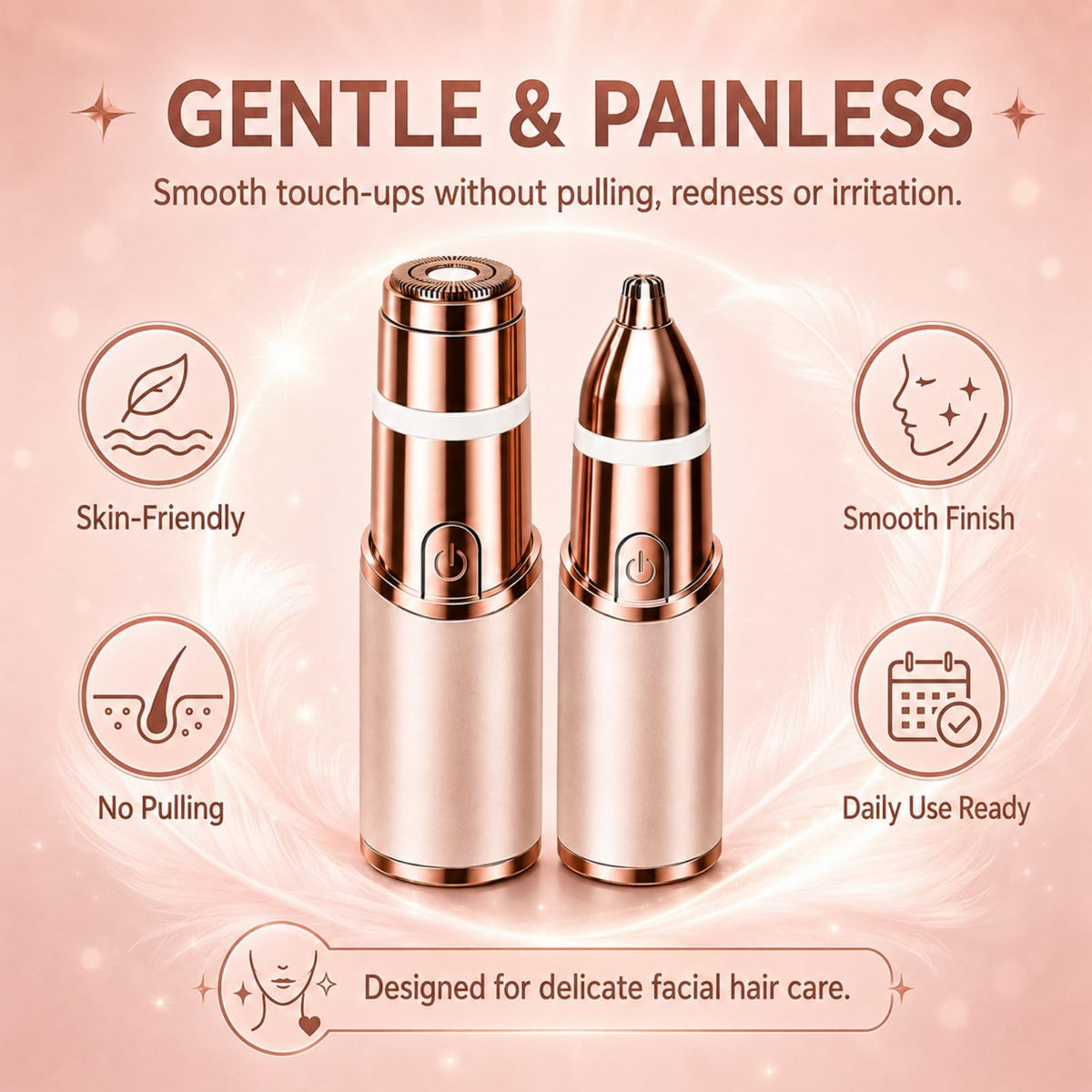 2-in-1 Facial Hair Remover & Eyebrow Trimmer with LED Light C608503