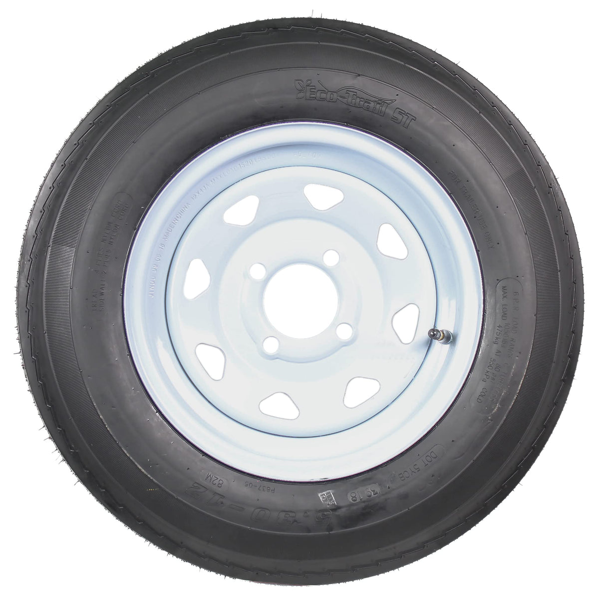 2-Pack Trailer Tire Rim Assembly 5.30-12 4 Lug White S19830
