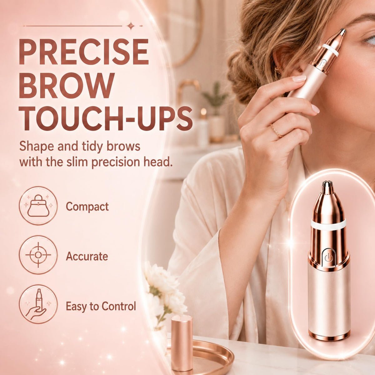 2-in-1 Facial Hair Remover & Eyebrow Trimmer with LED Light C608503