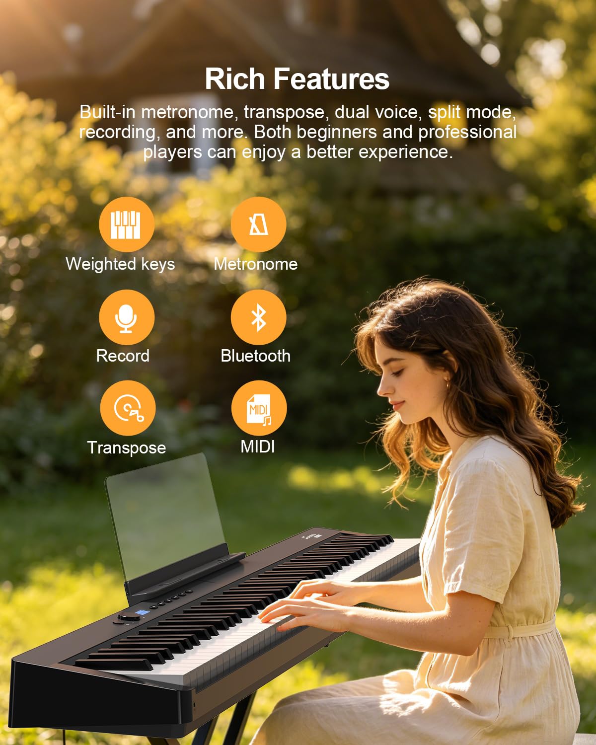 88 Key Weighted Folding Digital Piano with Gig Bag and Sustain Pedal N5104