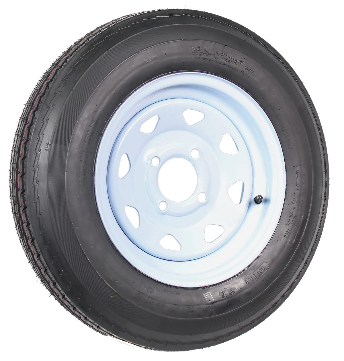 2-Pack Trailer Tire Rim Assembly 5.30-12 4 Lug White S19830