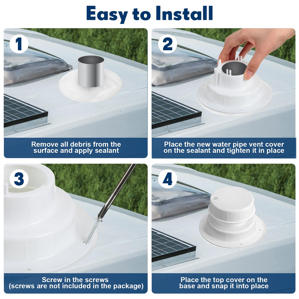 6 Pcs White RV Plumbing Vent Caps H649