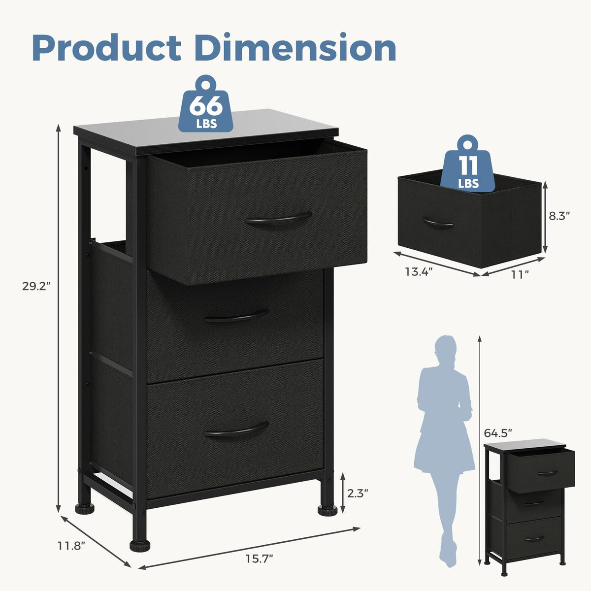 3 Drawer Nightstand L89172