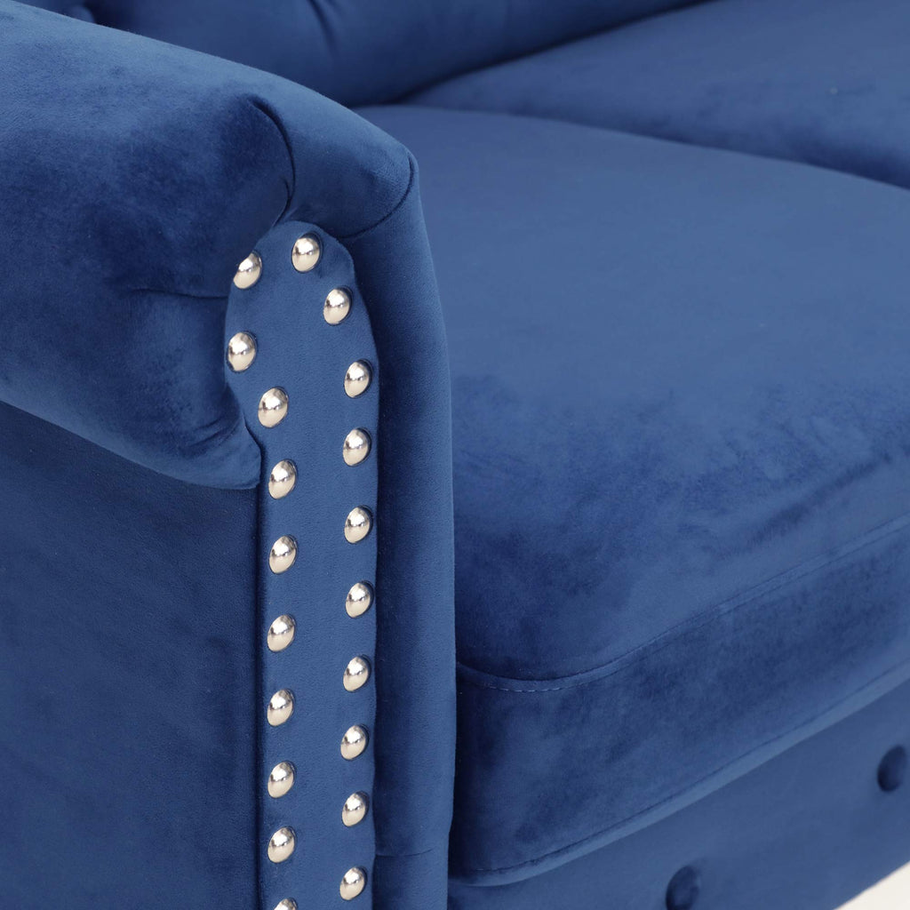 Navy Velvet 2-Seater Loveseat Sofa V527096
