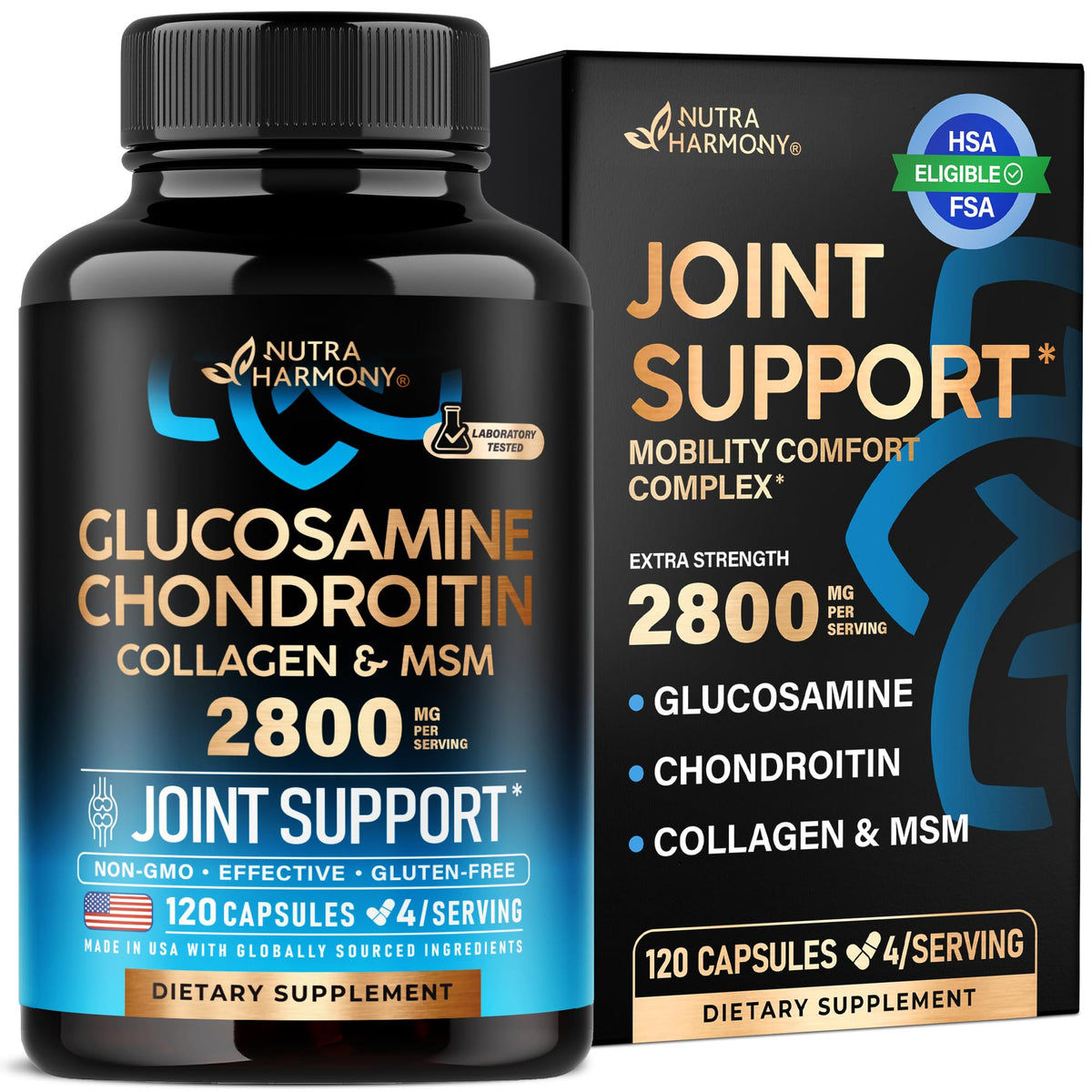 Glucosamine Chondroitin MSM Collagen 2800 mg 120 Caps I9040