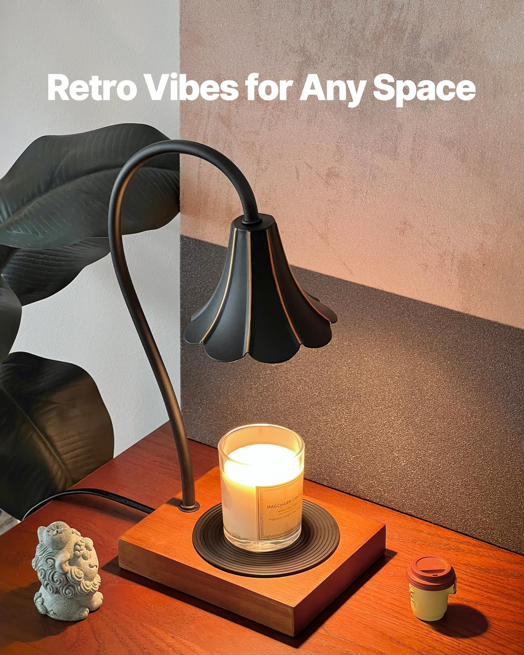 Black Candle Warmer Lamp with Timer & Stepless Dimmable M863312