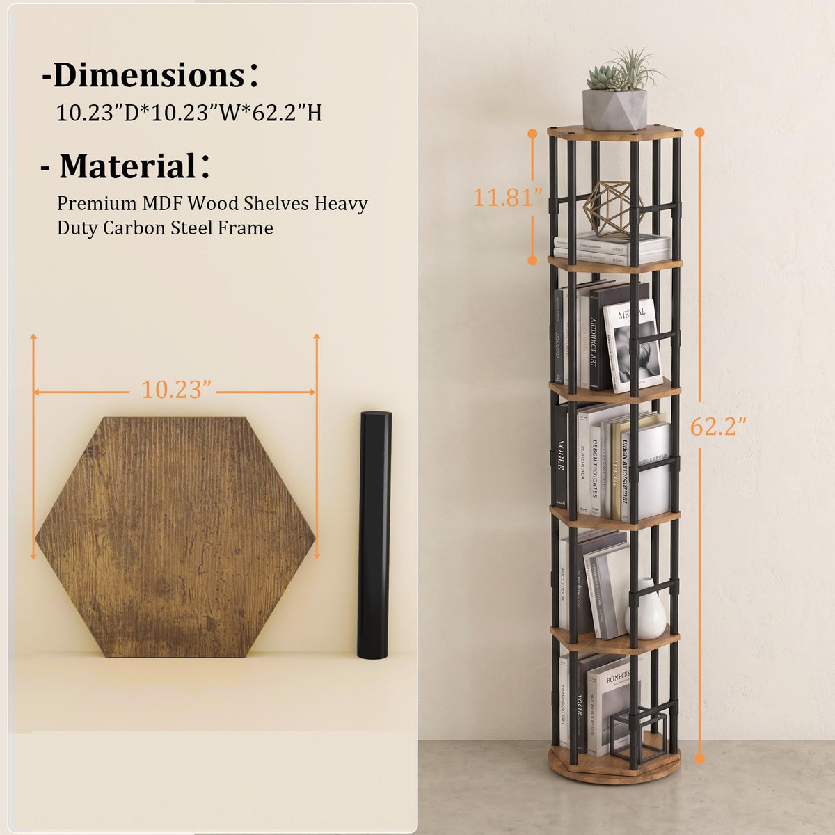 5-Tier Rotating Bookshelf Tower P71197