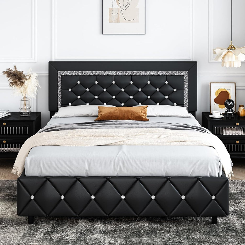 Full Size Upholstered Platform Bed with Headboard A824