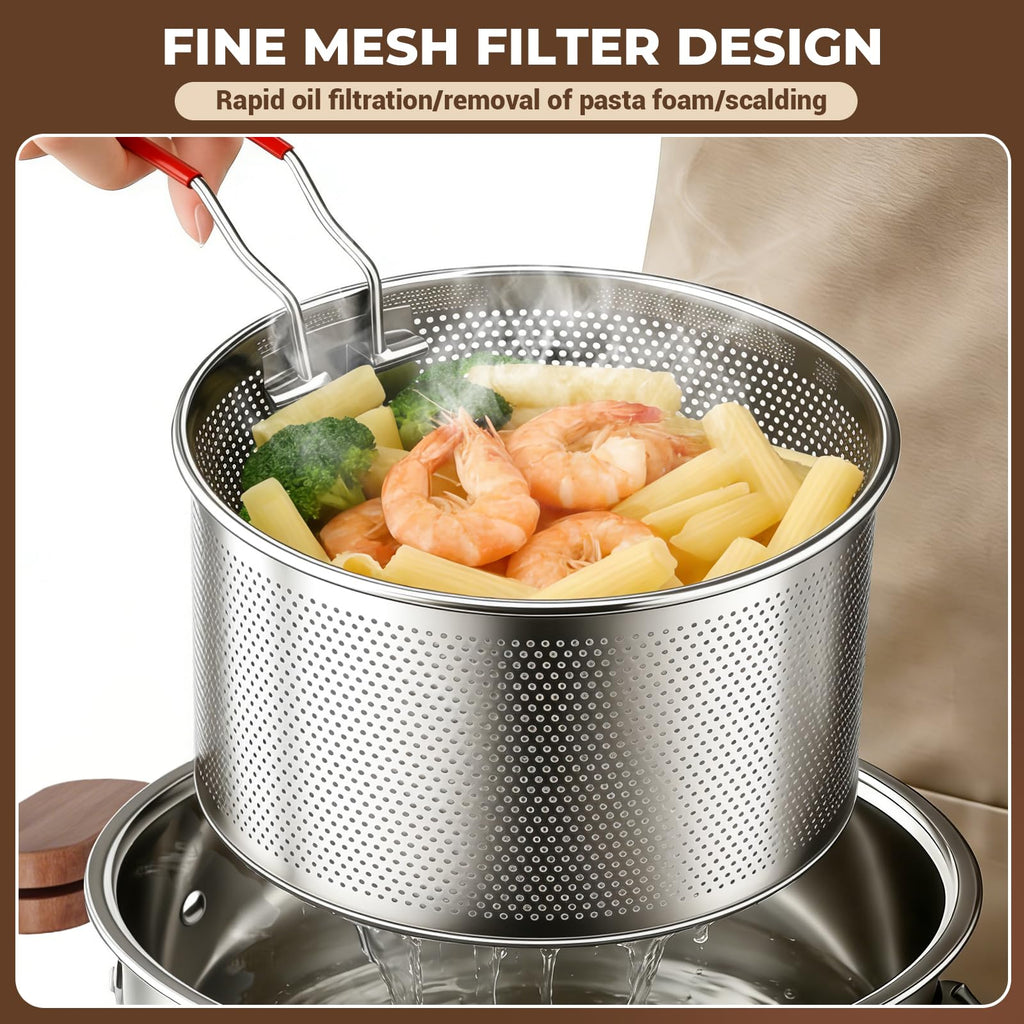 2.8L Stainless Steel Deep Fryer Pot with Basket Q610