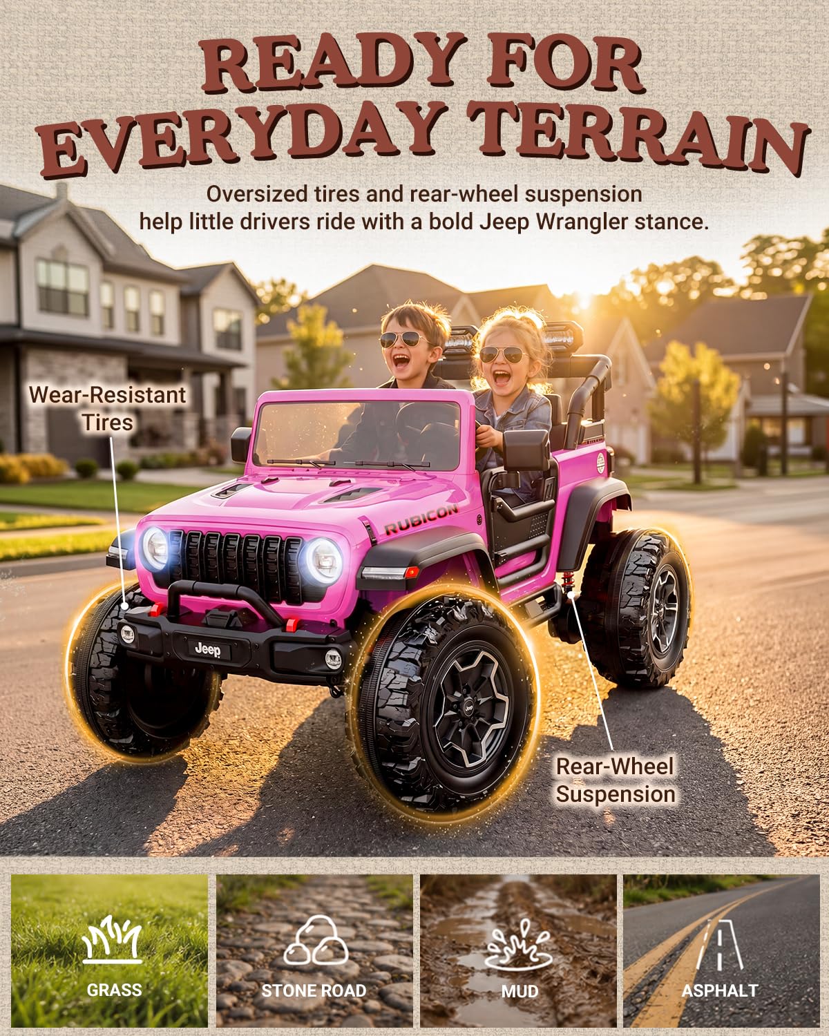 24V 2 Seater Ride on Car with Remote Control, Bluetooth (Pink) E4705