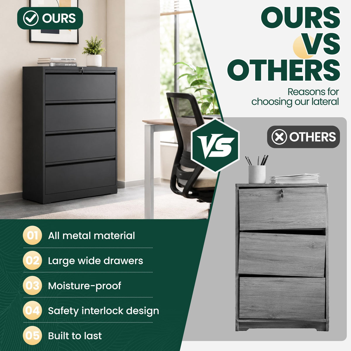 4 Drawer Black Metal File Cabinet Q168775
