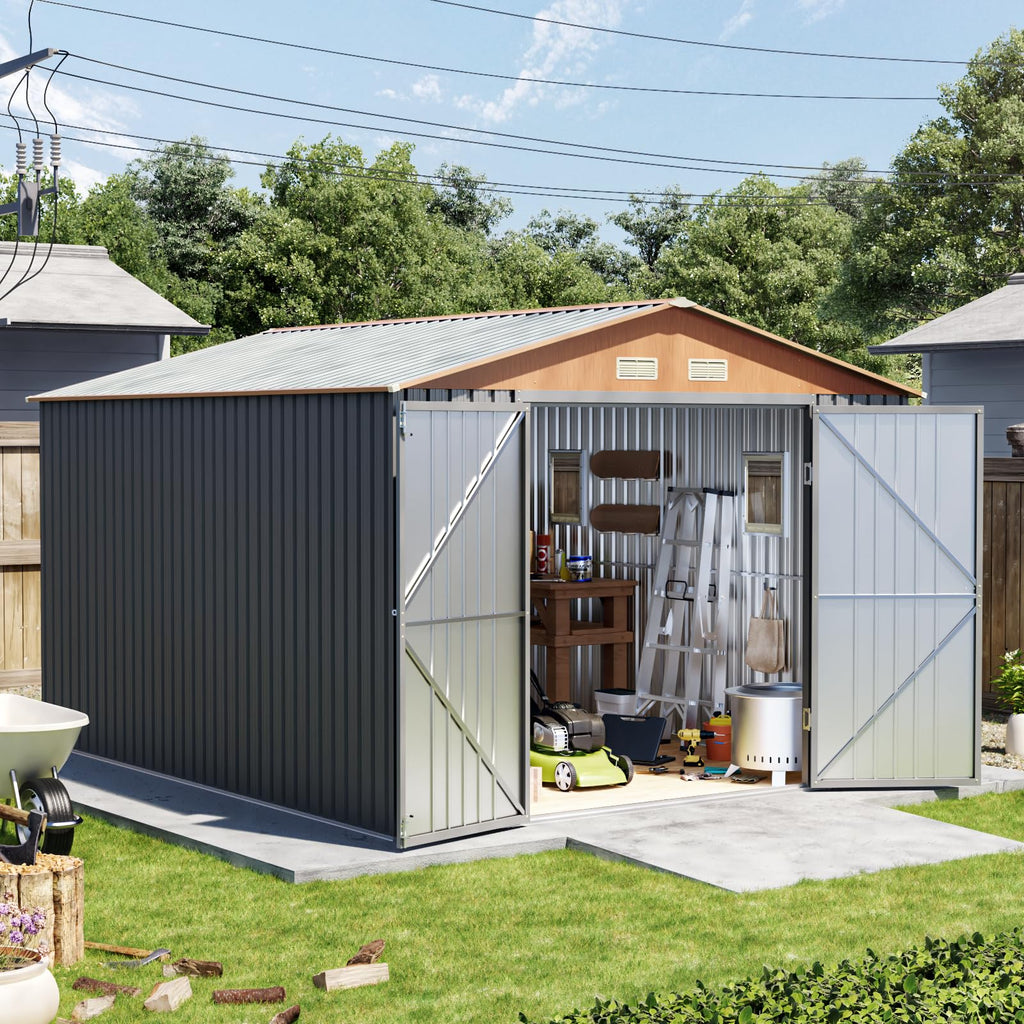 10x12x7.4FT Outdoor Storage Shed with Lockable Doors M6564