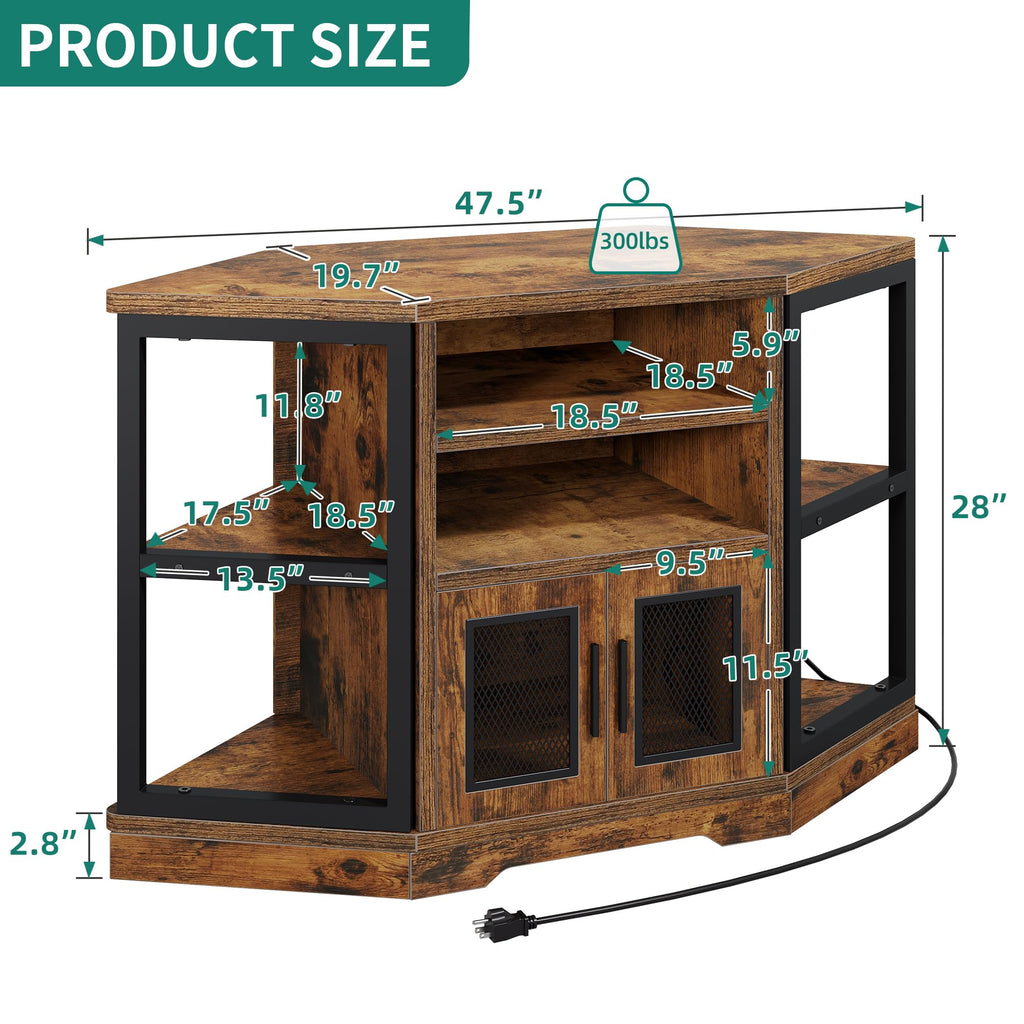 Corner Farmhouse TV Stand with Storage Cabinets Q18829