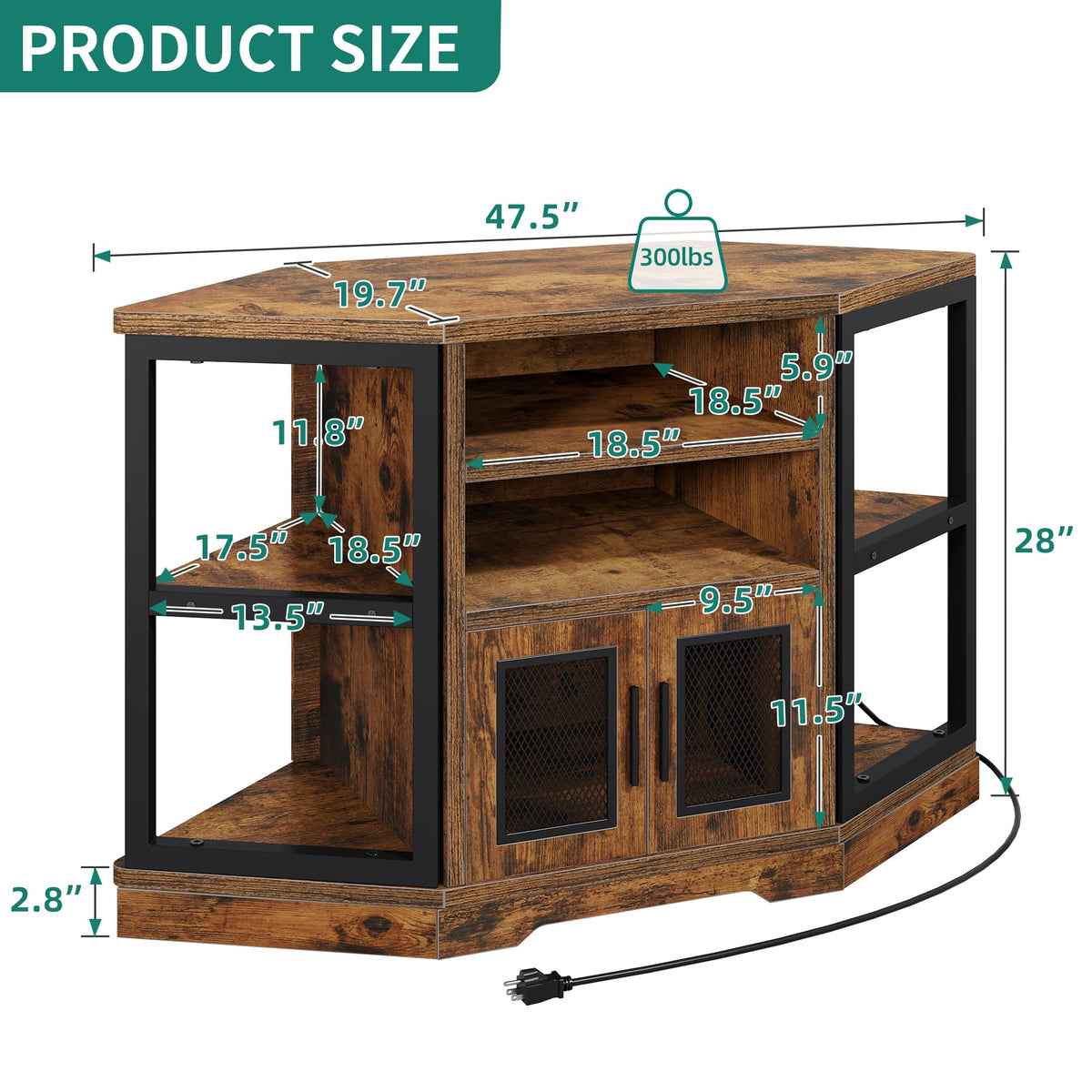 Corner Farmhouse TV Stand with Storage Cabinets Q18829