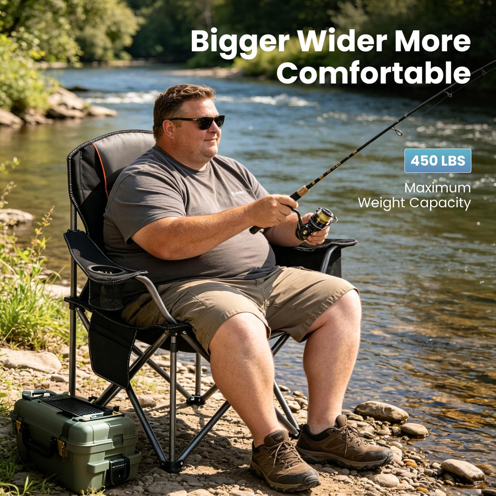 Oversized Folding Camping Chairs 2 Pack Black C37415