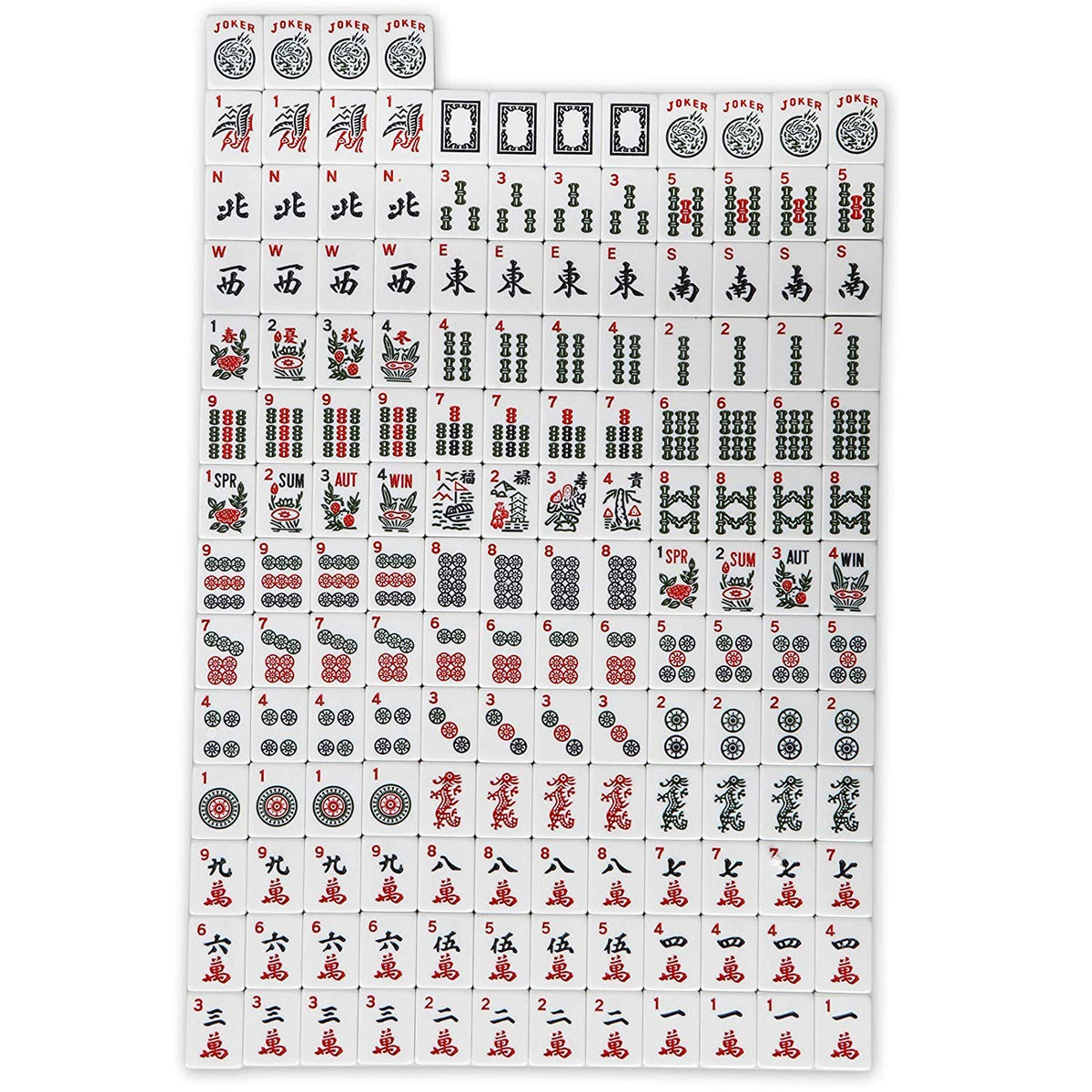 Black Soft Bag 166 White Engraved Tiles Mahjong Set X9022
