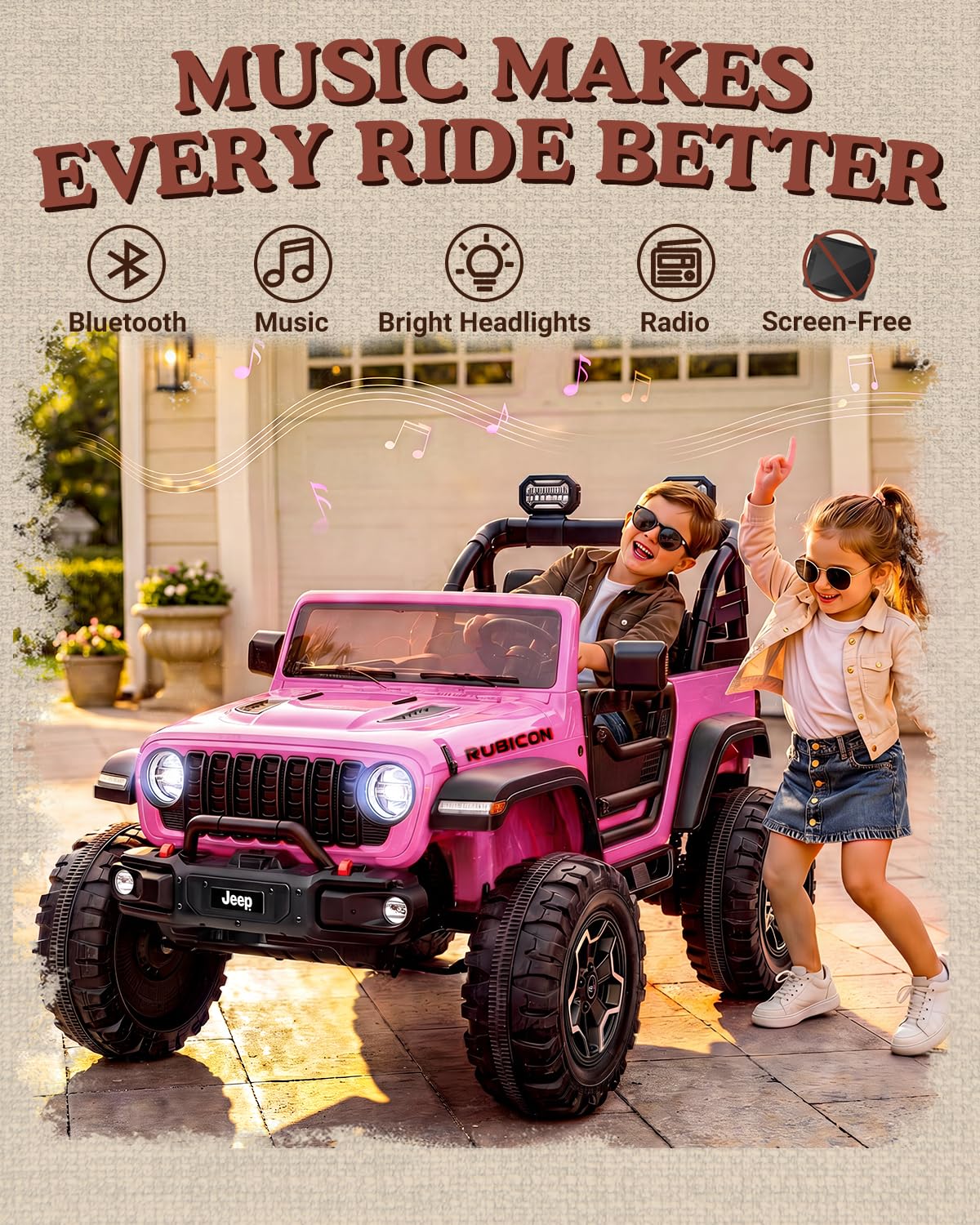24V 2 Seater Ride on Car with Remote Control, Bluetooth (Pink) E4705