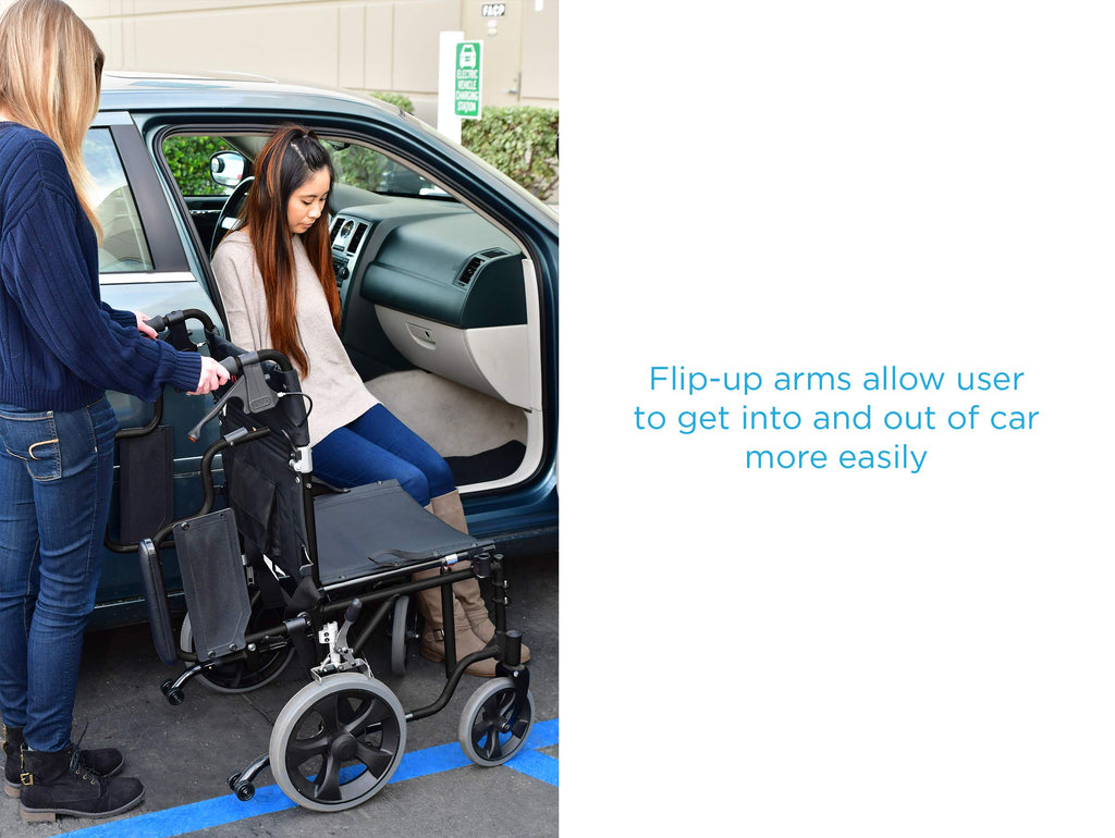 Lightweight Transport Chair with Locking Hand Brakes, Black Y782428