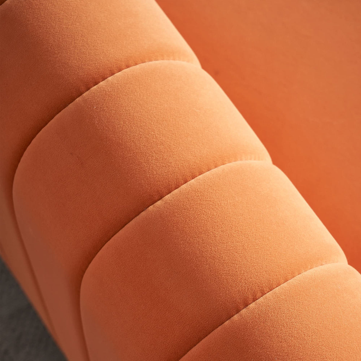 Orange Velvet 3 Seat Sofa Q653378