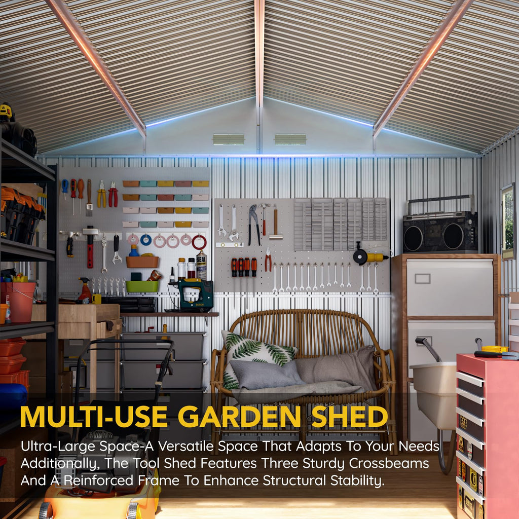 10x12x7.4FT Outdoor Storage Shed with Lockable Doors M6564