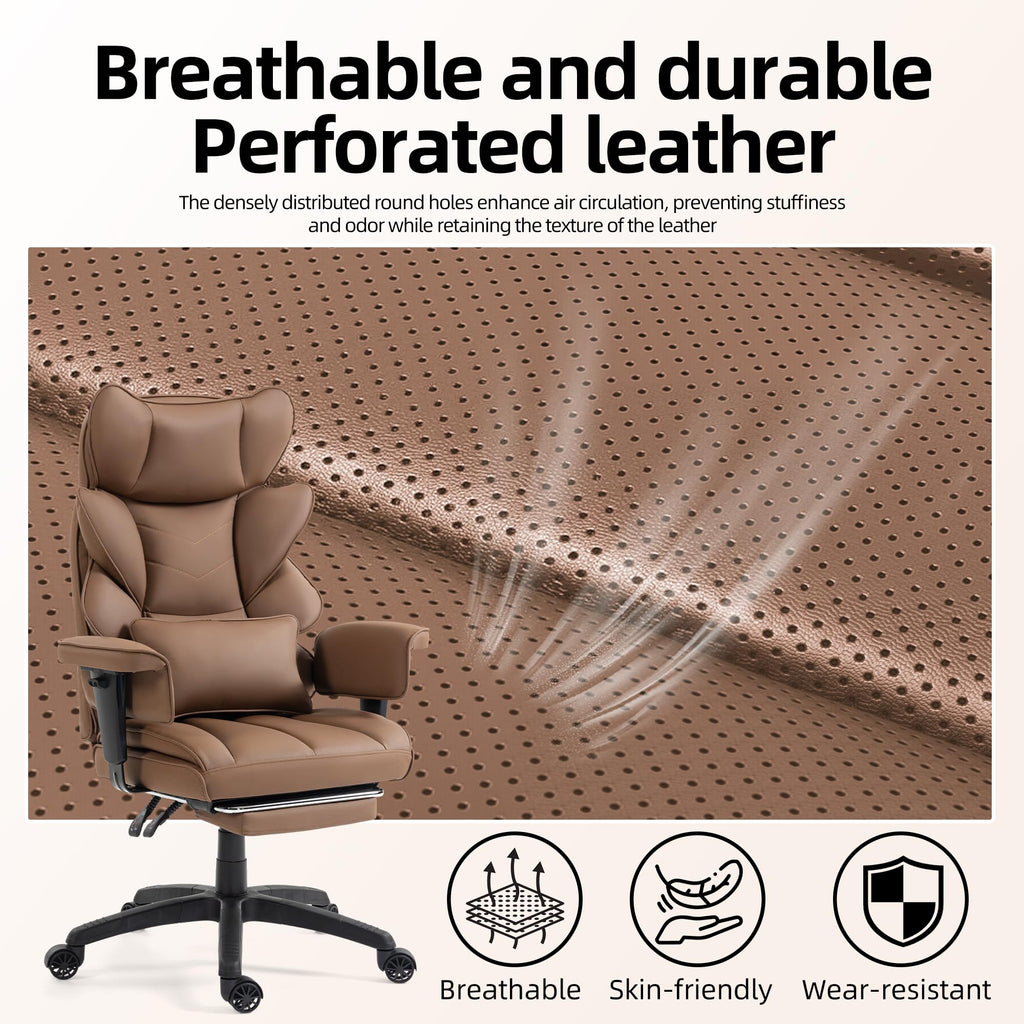 Brown Ergonomic Office Chair with Footrest Q6991
