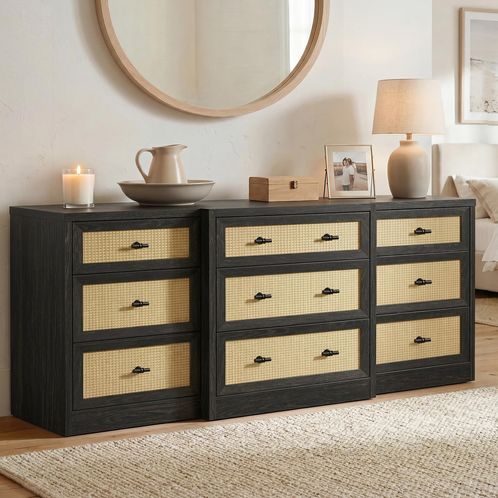 9 Drawer Rattan Dresser B61645