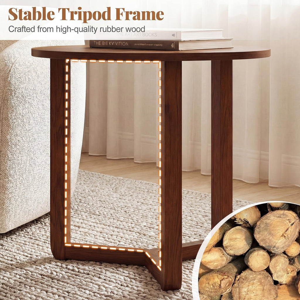 Round Nesting Coffee Table Set of 2 Wood Walnut T79202