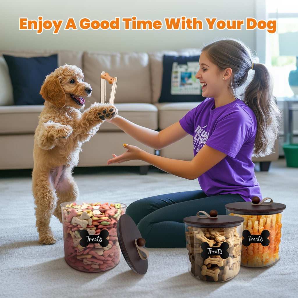 3 Pack Airtight Dog Treat Containers with Bamboo Lids V284385