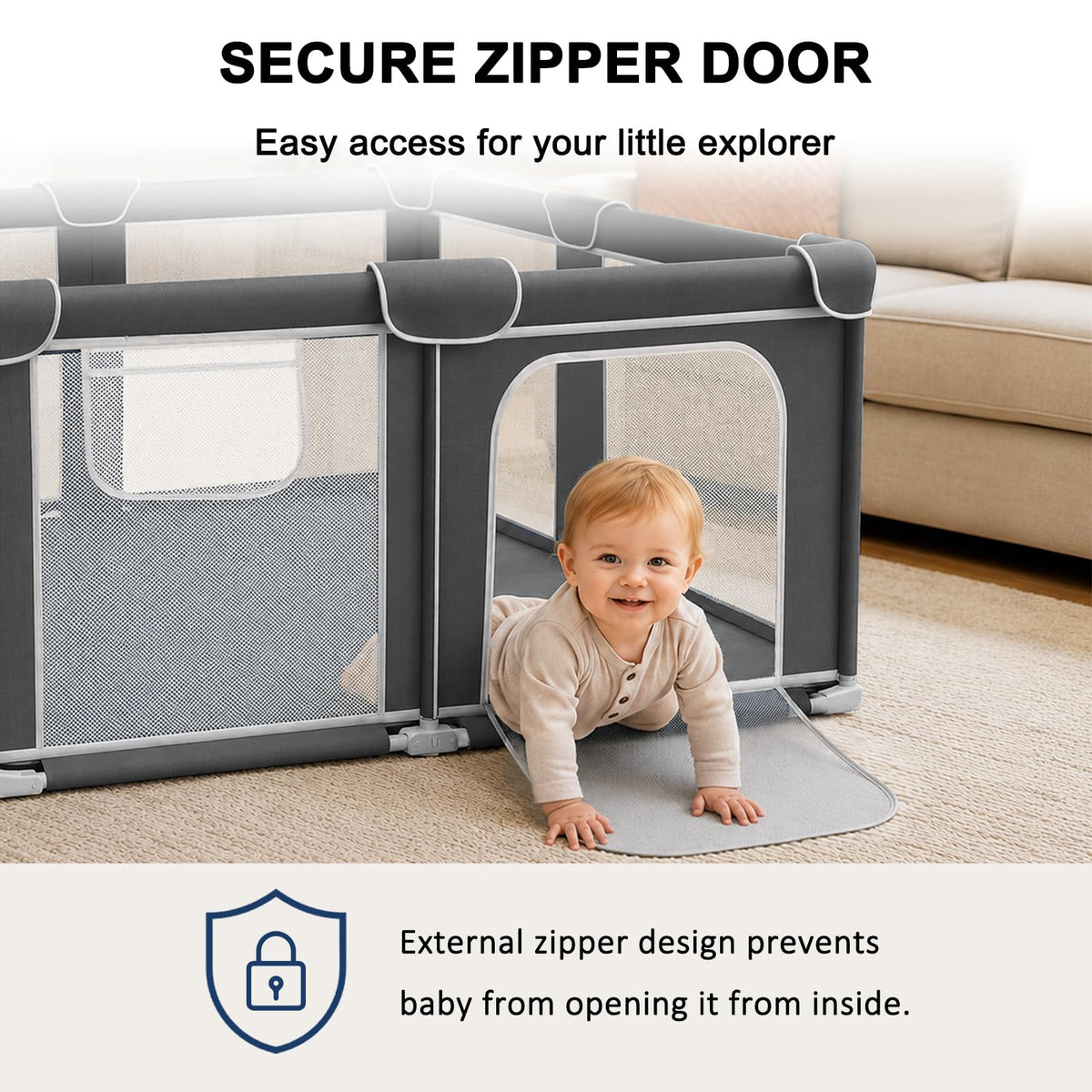 Foldable Playpen for Babies and Toddlers, 50"x50" Play Yard with Mat L6122