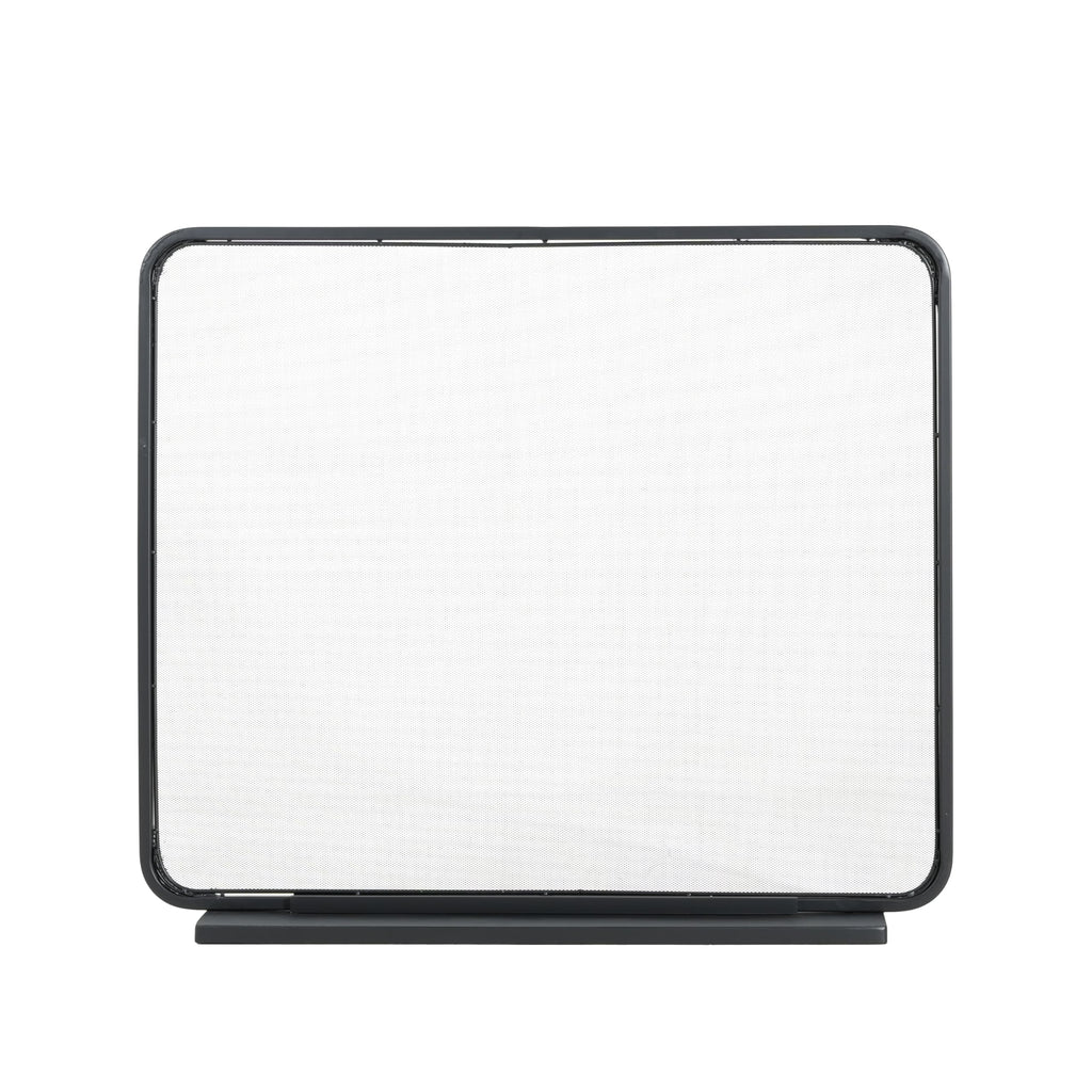 Black Iron Fireplace Screen with Decorative Mesh B752152