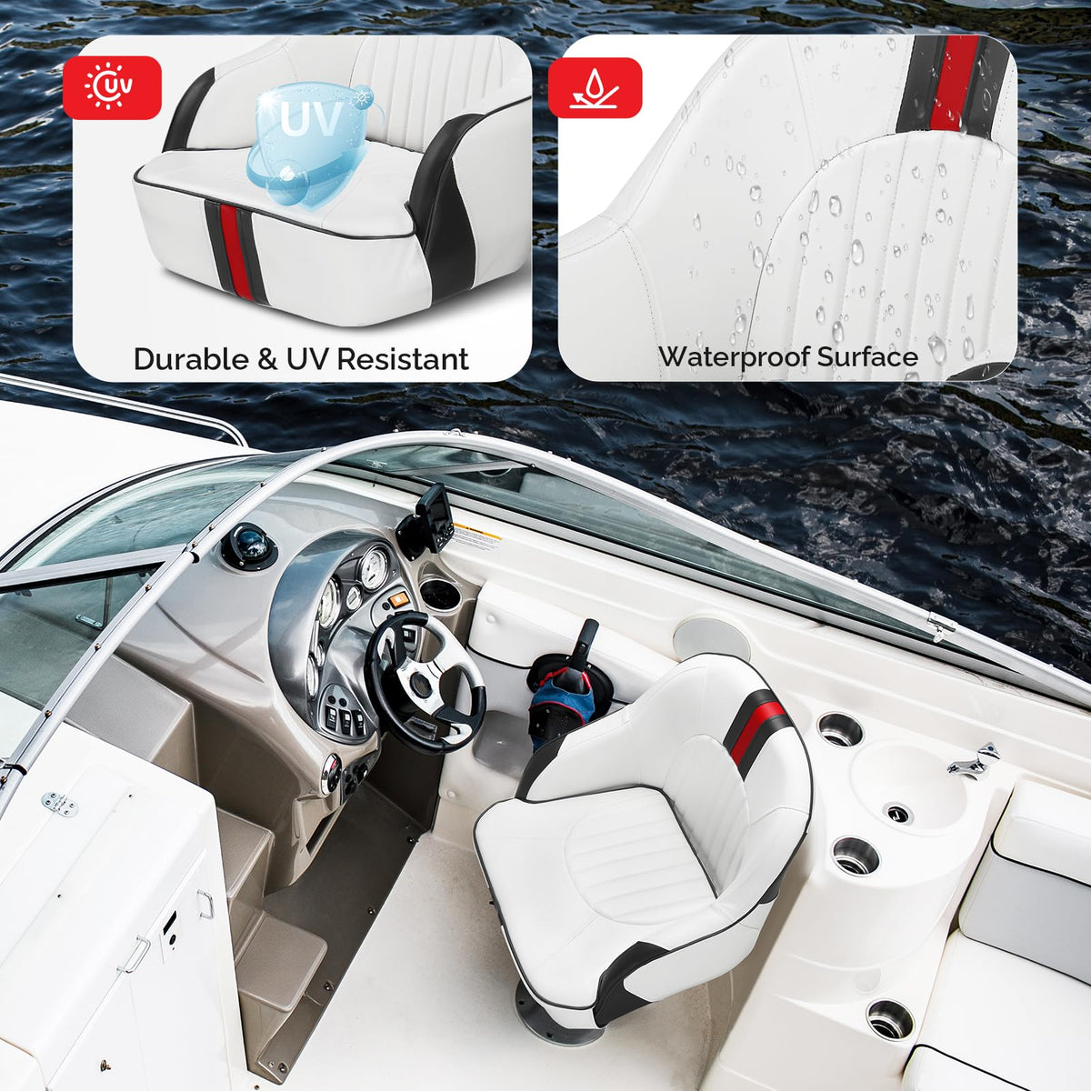 Pontoon Boat Captain Bucket Seat with Cover U447