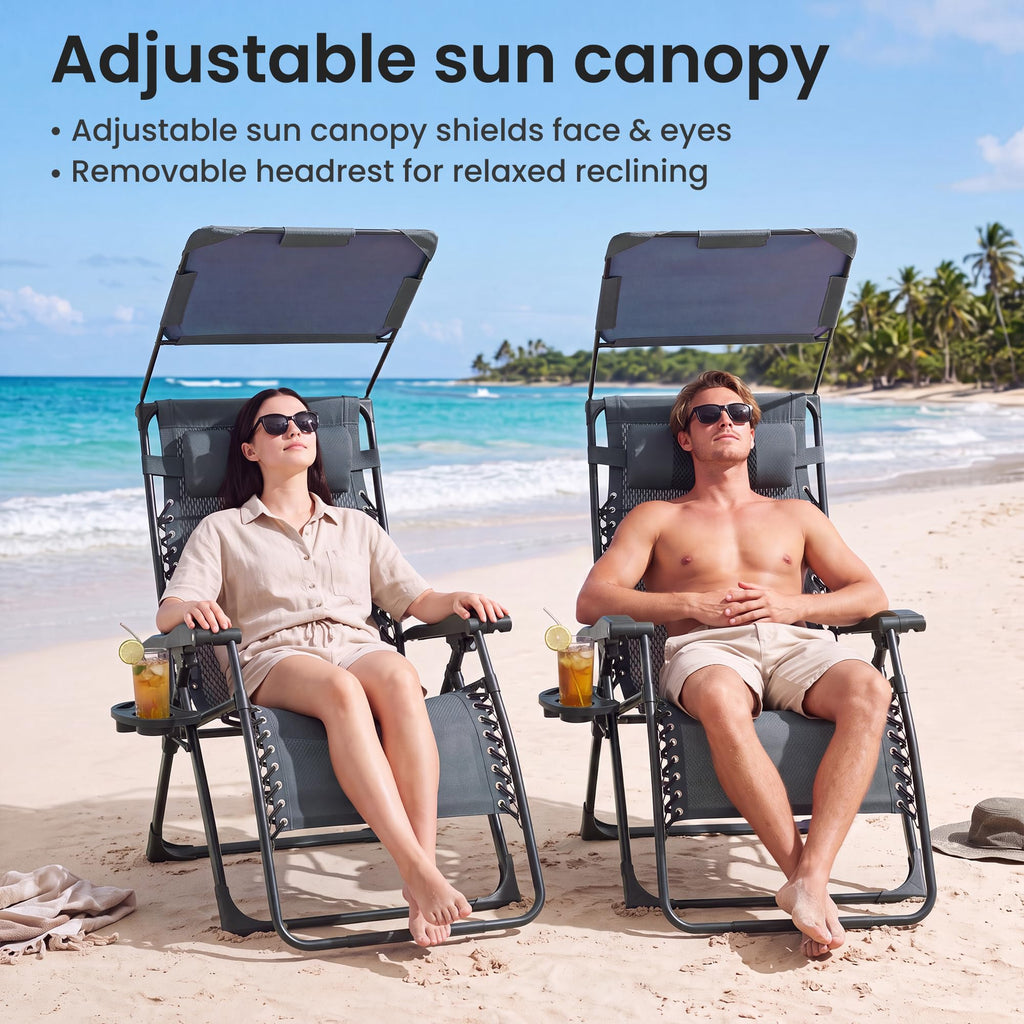 2 Pack Zero Gravity Chairs with Canopy A637410