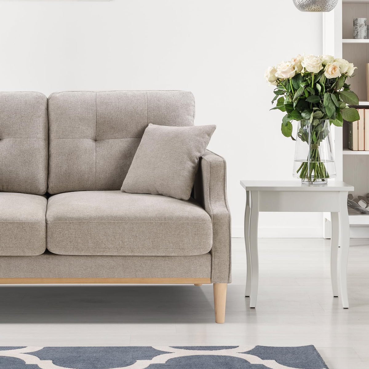 Light Grey Fabric Upholstered 2-Seat Loveseat Sofa with USB Port Z366888