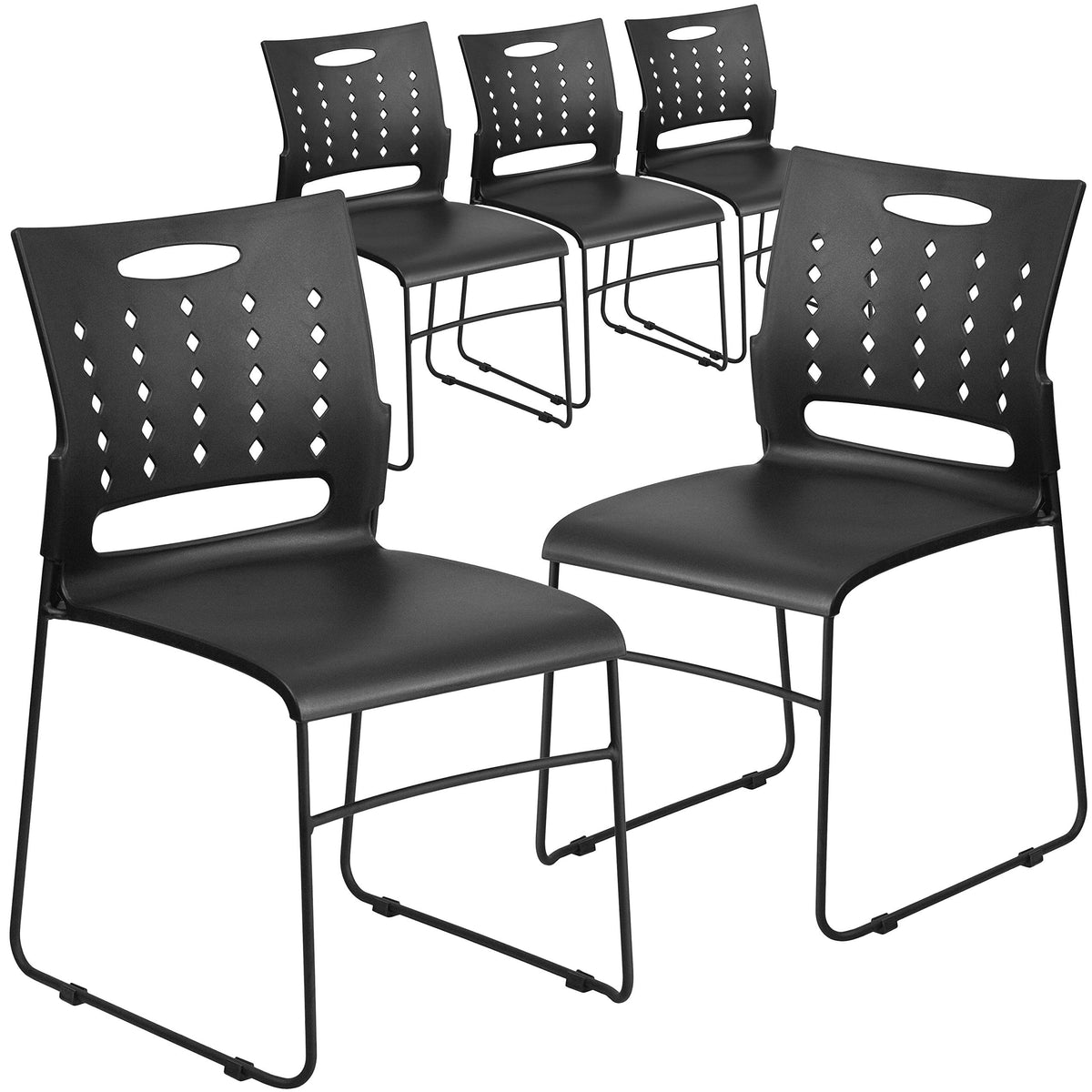 Black Stacking Chairs Set of 5 W369521