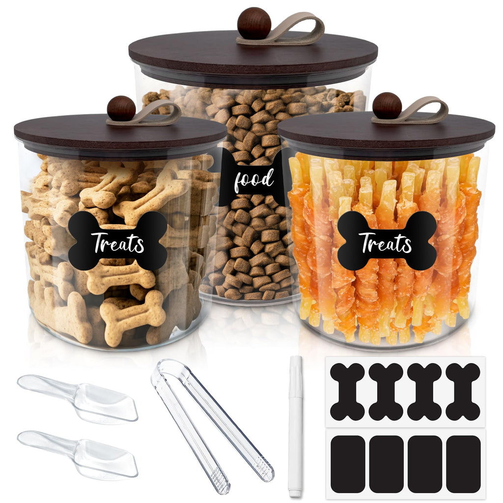 3 Pack Airtight Dog Treat Containers with Bamboo Lids V284385