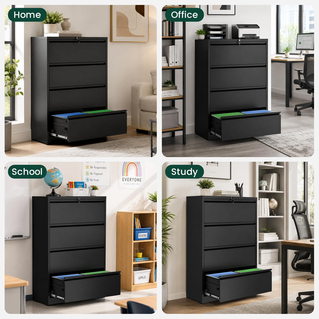 4 Drawer Black Metal File Cabinet Q168775